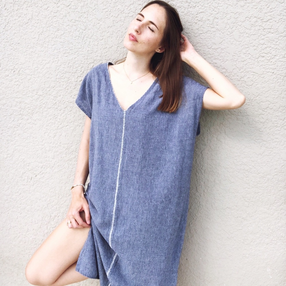 Marine Sile V-Neck Caftan Dress